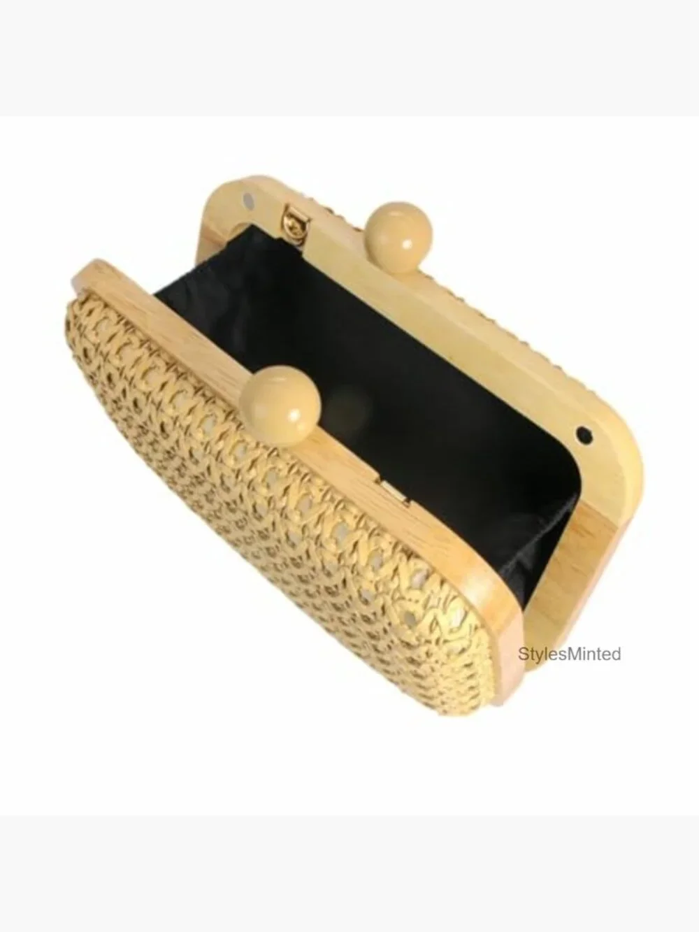 Handwoven Straw Clutch Purse with Removable Strap - Summer Beach Evening Bag - Picture 6 of 7